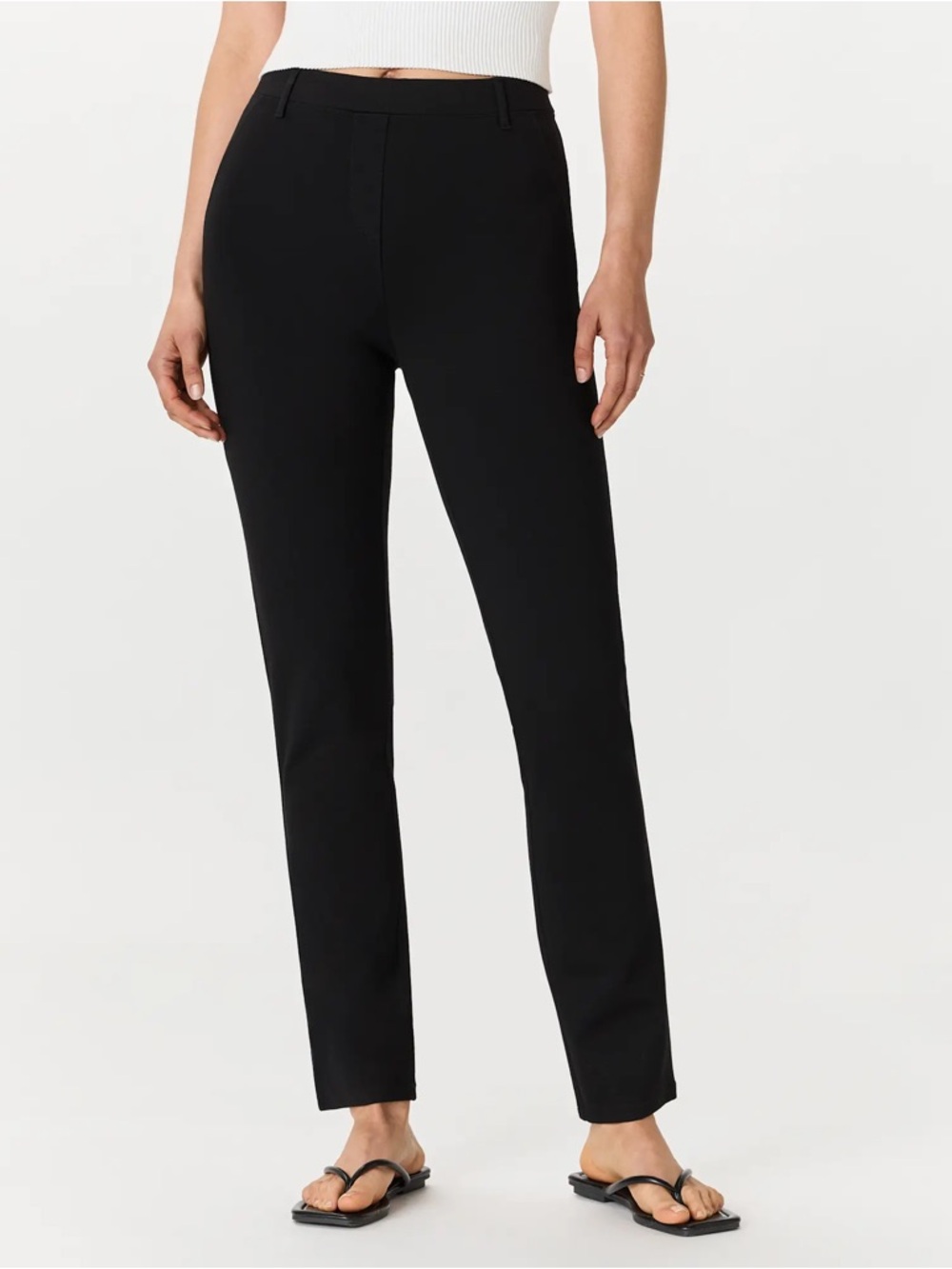 Quince Ultra Stretch Ponte Straight Leg Black Pants Office Career Minimalist XL